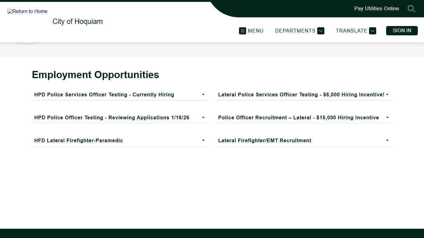Employment Opportunities City of Hoquiam
